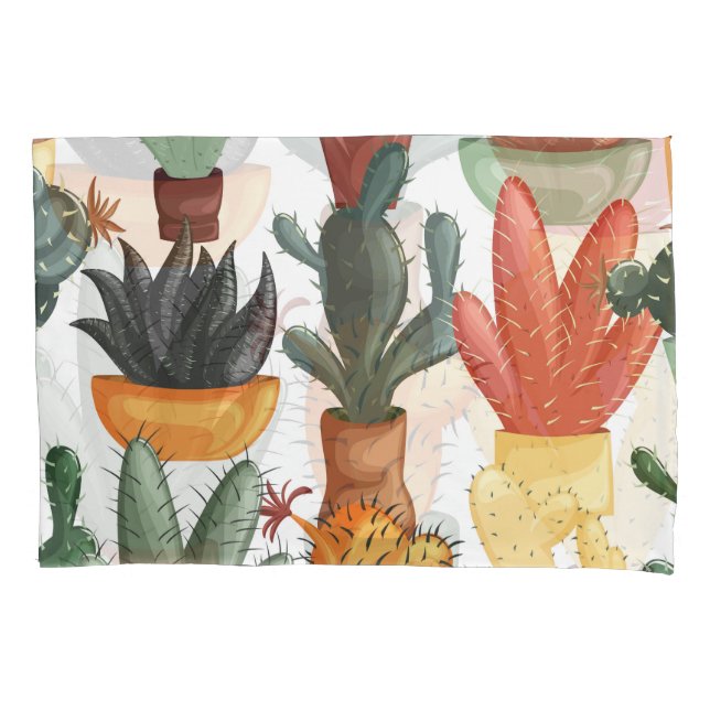 Suculentes, cactos: padrão floral fofo. (Frente)