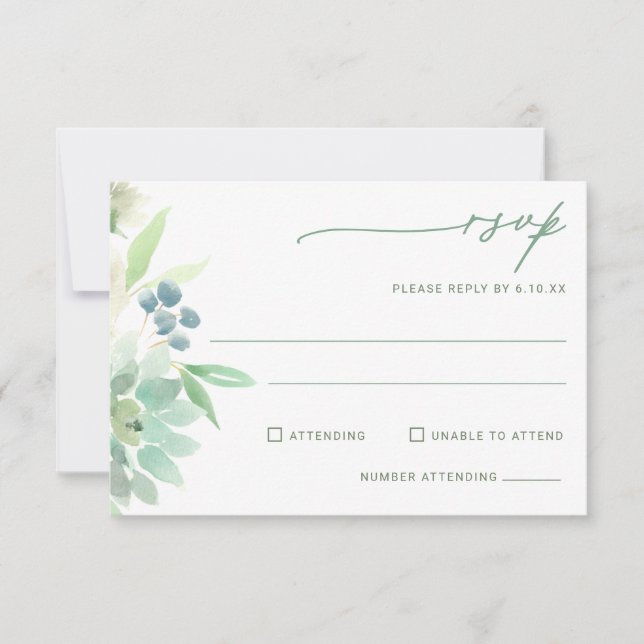 Suculento Cacto de Casamento RSVP Aquarela (Frente)