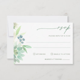 Suculento Cacto de RSVP de Casamento Aquarela