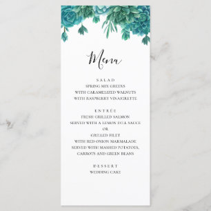 Suculento cardápio de casamento. Menu jante de ver