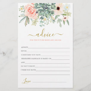 Suculents Advice for the Bride Card