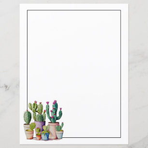Sucultivos cactos de aquarela branca em potes