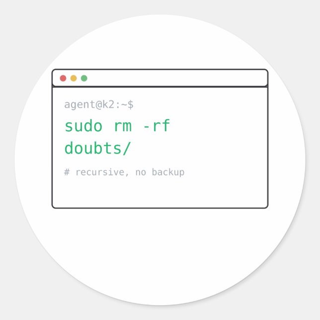 sudo rm -rf dúvidas/ - Presente de Adesivo Dev (Frente)