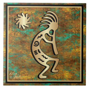 Sudoeste De Kokopelli E Azulejo De Cerâmica Sun