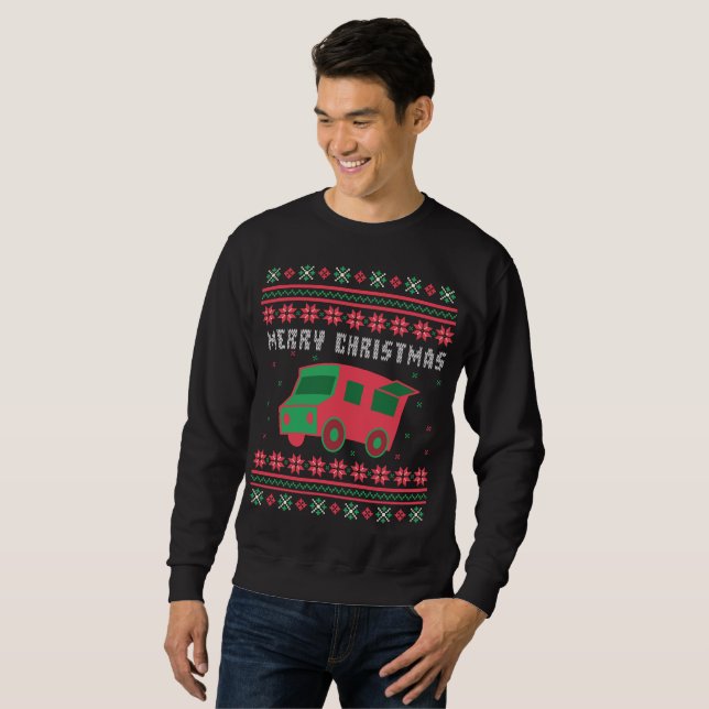 Suéter Comida Truck Ugly Christmas Sweater (Frente Completa)