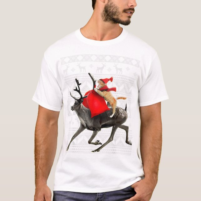 Suéter De Gata De Natal Feio, Camiseta De Ré Ca (Frente)