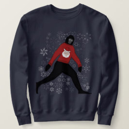 suéter de natal com pés e papais noeis intactos; u