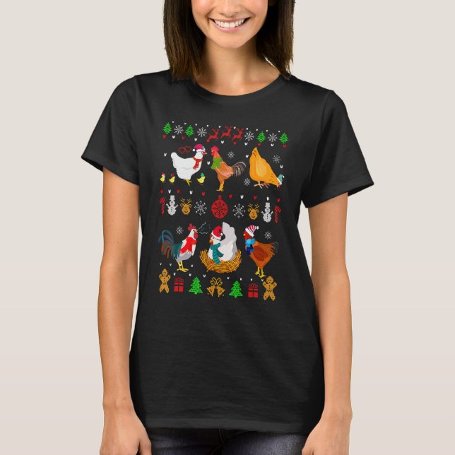 Suéter De Natal Da Coleção De Frango Santa Galinha (Frente)