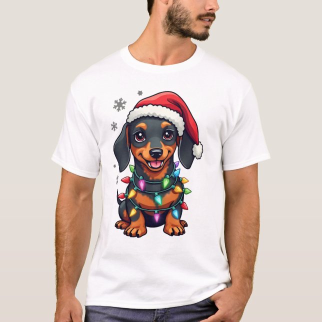Suéter de Natal de árvore de cães Dachshund Presen (Frente)