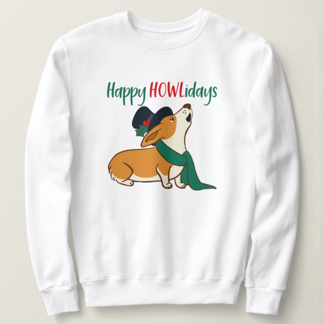 Suéter de Natal do Corgi Cantando (Frente do Design)