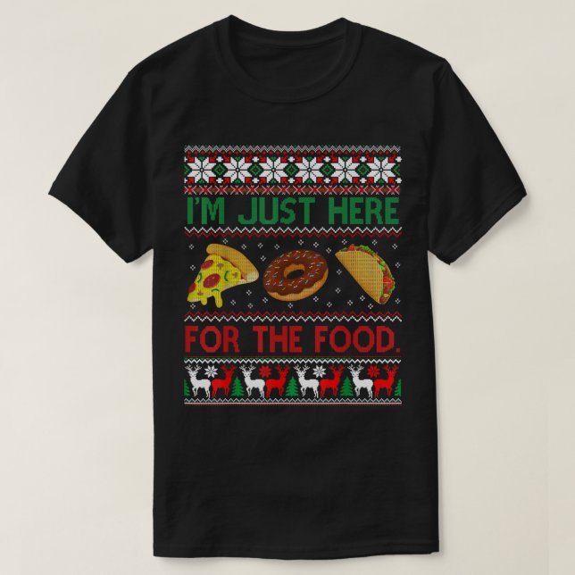 Suéter de Natal Feio Aqui Comida Taco Pizza Engraç (Frente do Design)