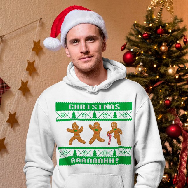 Suéter de Natal Feio Assustado Gingerbreadmen Verd (Criador carregado)