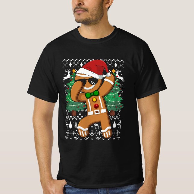 Suéter de Natal Feio Dabbing Gingerbird Man San (Frente)