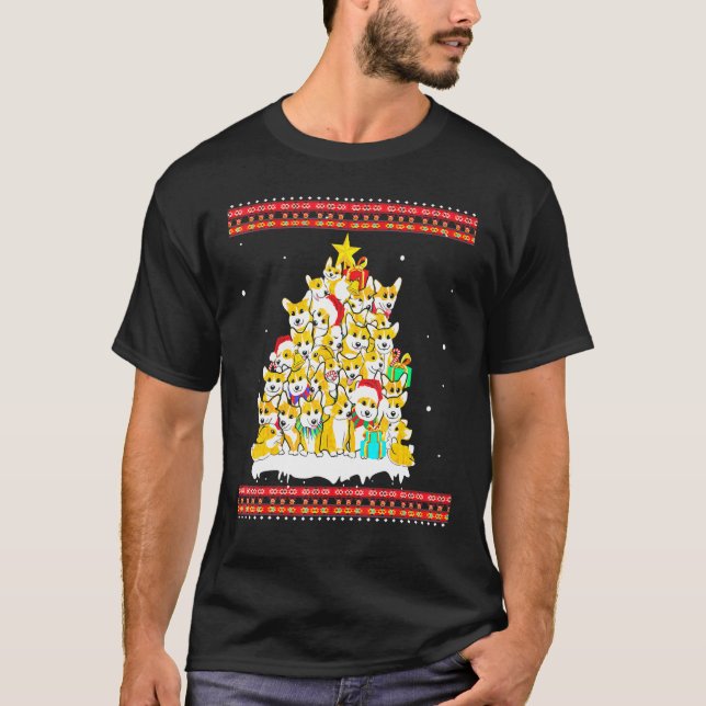 Suéter de Natal Feio de Árvore de Cachorro Corgi (Frente)