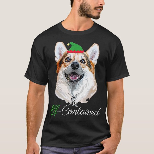 Suéter de Natal Feio do Corgi Elfo Contido (Frente)