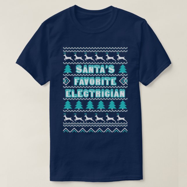 Suéter de Natal feio e eletricista favorito Santas (Frente do Design)