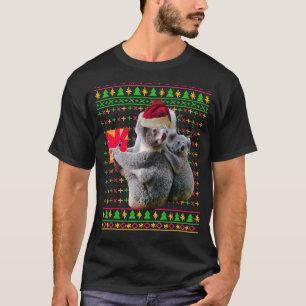 Suéter de Natal feio Koala Funny Santa Hat Antle