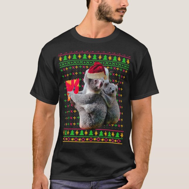 Suéter de Natal feio Koala Funny Santa Hat Antle (Frente)