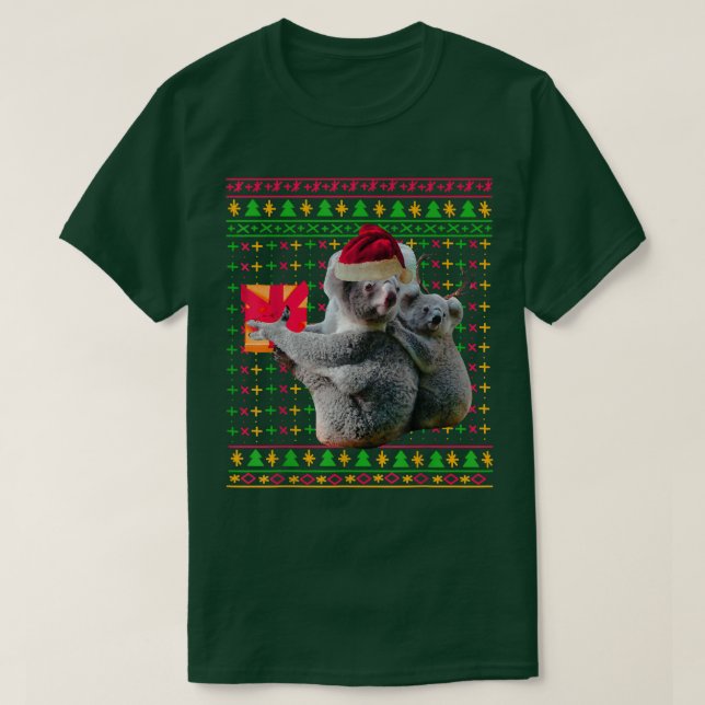 Suéter de Natal Feio Koala Gift Engraçado Santa Ha (Frente do Design)