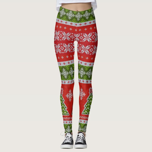 Suéter de Natal Feio| Leggings Red Fair Isle (Frente)