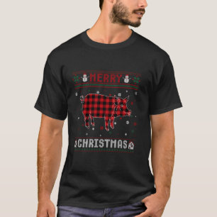 Suéter de Natal Feio Porco Buffalo Xadrez Red Xmas
