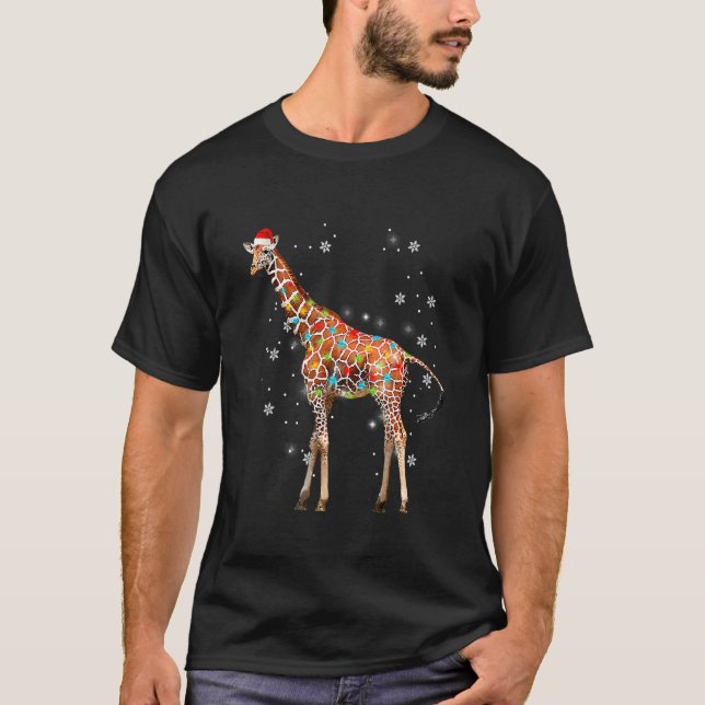 Suéter de Natal Luz da Árvore Girafa Xmas Animal   (Frente)