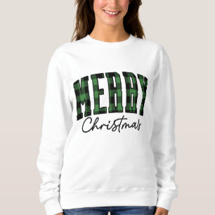 Suéter de Natal xadrez   Verde feminino