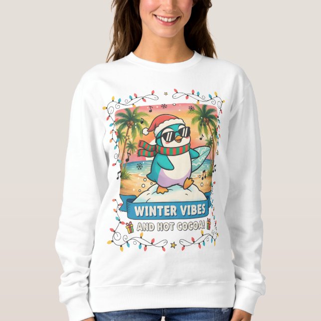 Suéter de Pengüim Vibrações de Inverno (Frente)