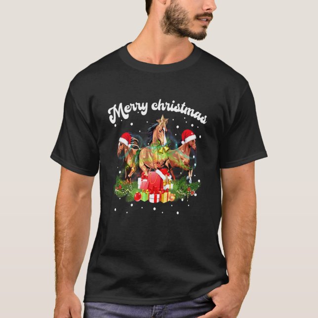 Suéter de pijama com luzes de cavalo de Natal Famí (Frente)