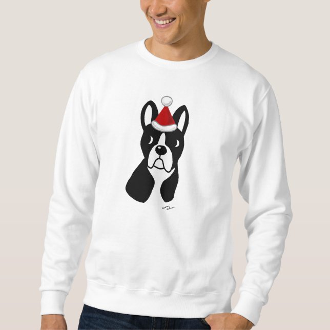 Suéter Desenhos animados do Natal de Boston Terrier (Frente)