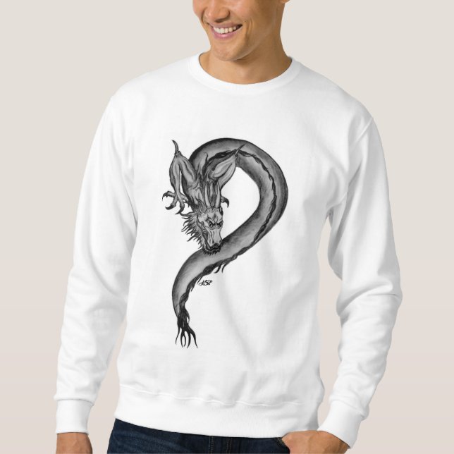 Suéter Design branco e preto do dragão (Frente)