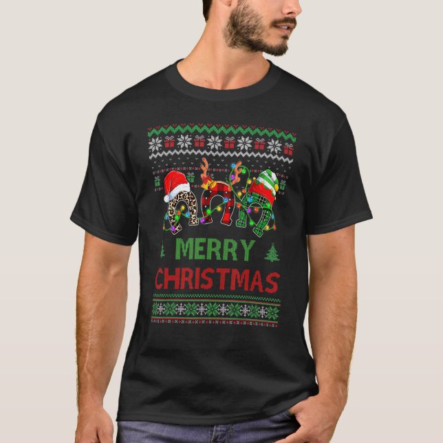 Suéter Feio Árvore De Cavalos De Natal Ferradura A (Frente)