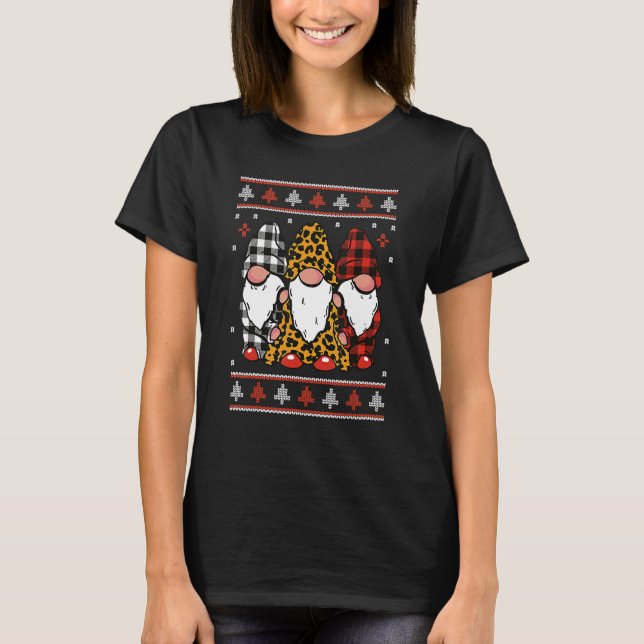 Suéter Feio Com 3 Gnomos Cutes Para O Natal (Frente)