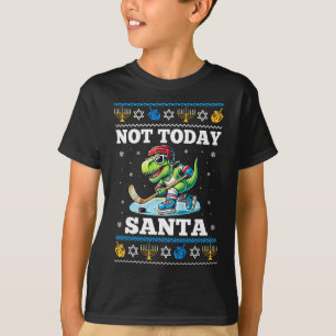 Suéter Feio de Hanukkah Não Hoje Papai Noel Dinoss