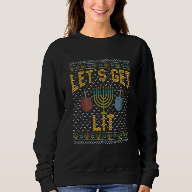 Suéter Feio de Hanukkah Vamos Ficar Bêbados (Frente)