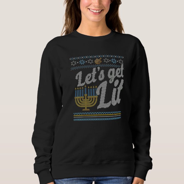 Suéter Feio de Hanukkah Vamos Ficar Iluminados Men (Frente)