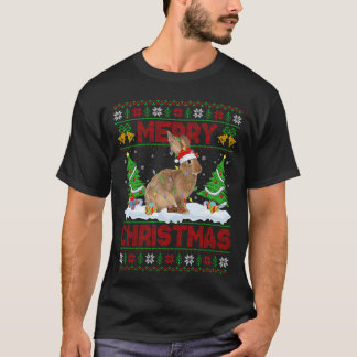 Suéter feio de Natal Coelho Bunny Luzes de animais