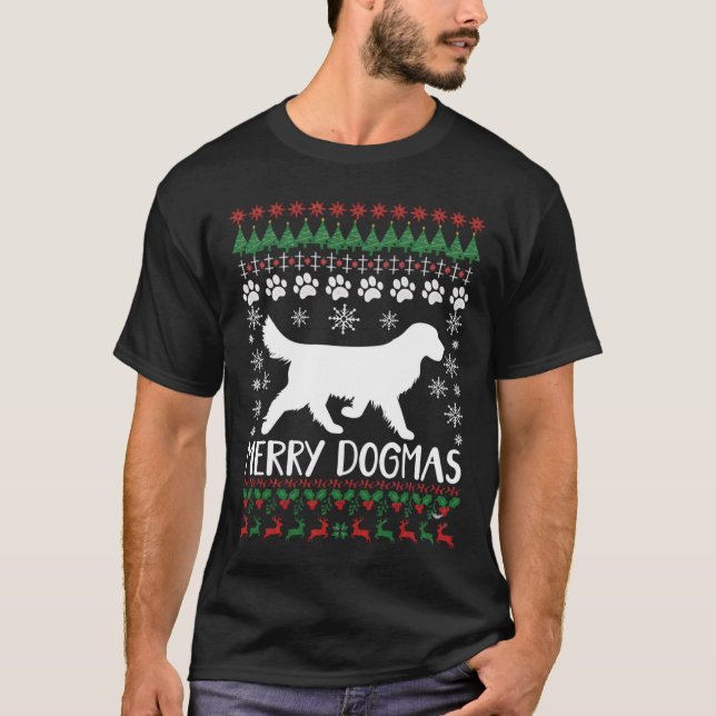 Suéter Feio de Natal com Cachorro e Floco de Neve  (Frente)