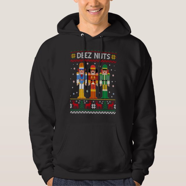 Suéter Feio de Natal Deez Nuts  Quebra-Nozes de Na (Frente)