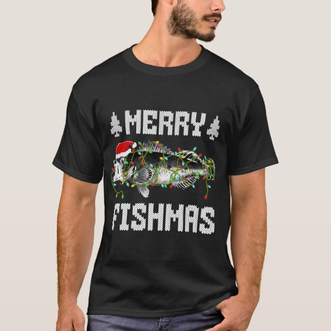 Suéter Feio de Natal Feliz Fishmas (Frente)
