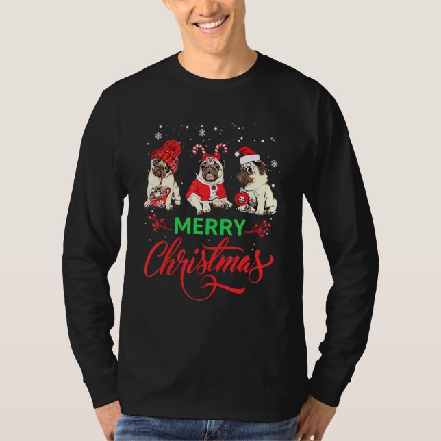 Suéter Feio De Natal Pug Para Mulheres Homens Cria (Frente)
