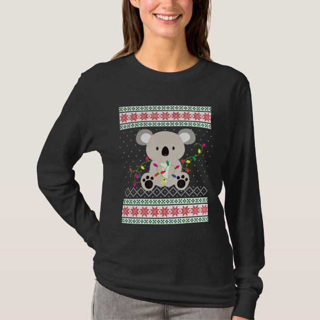Suéter Feio de Natal Urso Koala Com Luzes de Natal (Frente)
