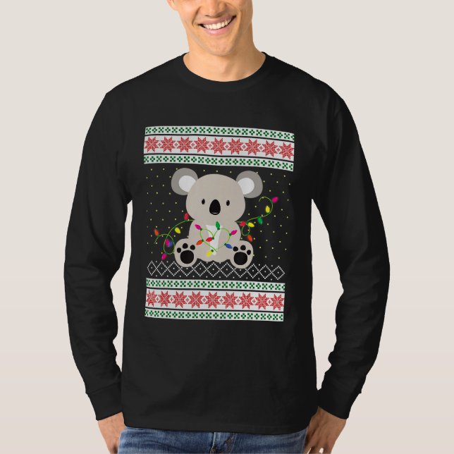 Suéter Feio de Natal Urso Koala Com Luzes de Natal (Frente)