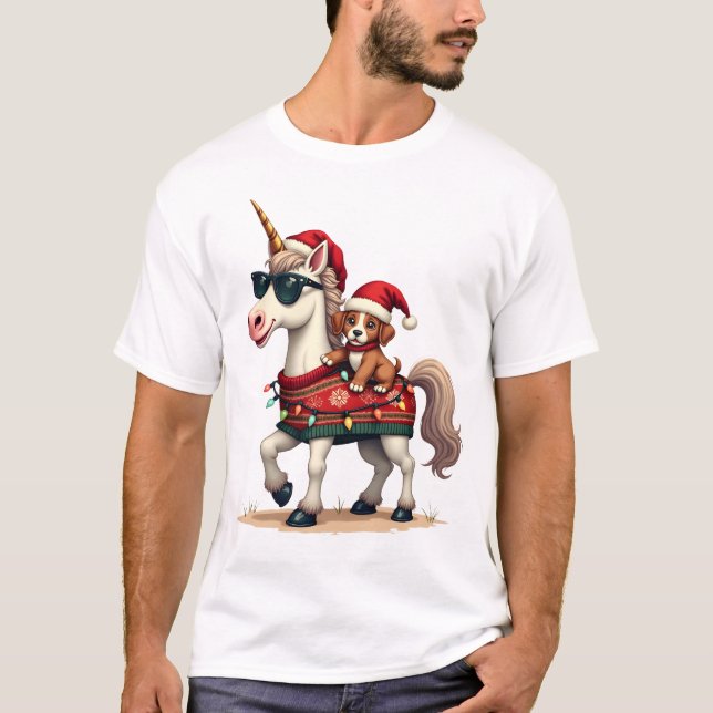 Suéter Feio de Unicórnio e Cachorro de Natal Vinta (Frente)