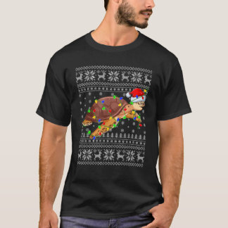 Suéter Feio Xmas Luz Santa Hat Turtle Christma