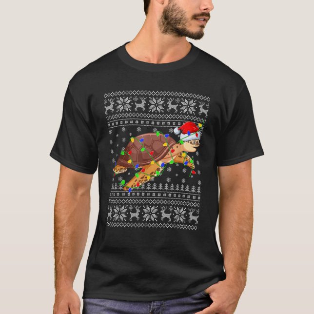 Suéter Feio Xmas Luz Santa Hat Turtle Christma (Frente)