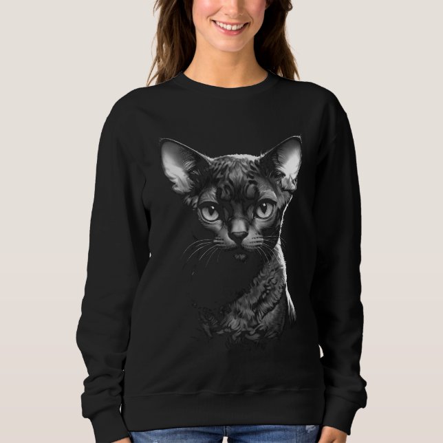 Suéter feminino de arte gótica Devon Rex (Frente)