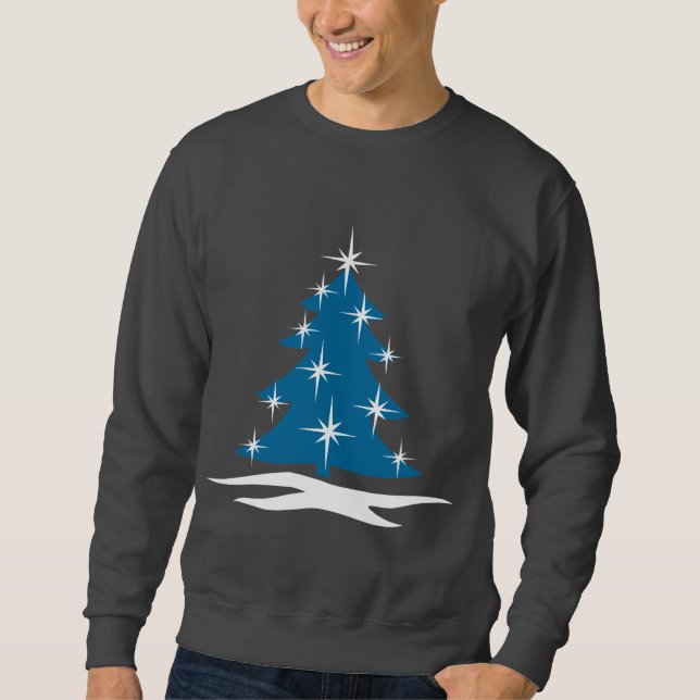 Suéter Feriado Azul, Árvore, Sweatshirt Unisex Holiday To (Frente)
