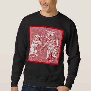 Suéter Gatos do gatinho no vermelho por Louis Wain