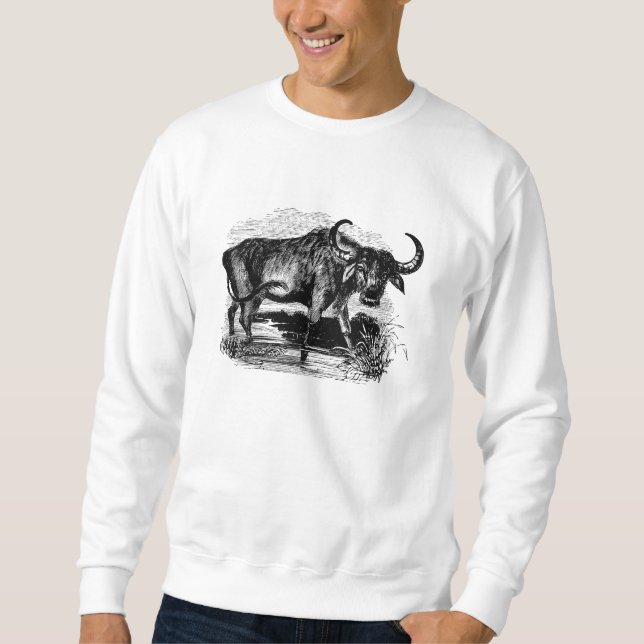 Suéter Ilustração retro do bisonte do búfalo de água do (Frente)